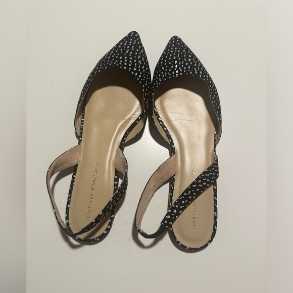 Loeffler Randall Flore Slingback flats Black White Speckled Leather Women\'s 10 main image 5